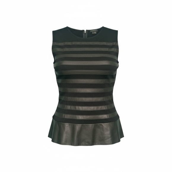 Theory Tops - Black Sleeveless Striped Top